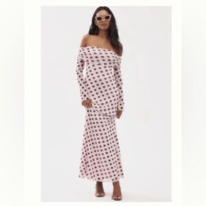 AFRM Long-Sleeve Off-The-Shoulder Mesh Maxi Dress